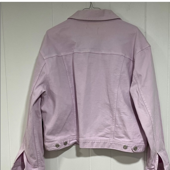 J Crew Lavender Cropped Denim Jacket Womens Large Spring Easter romantic - Picture 3 of 6